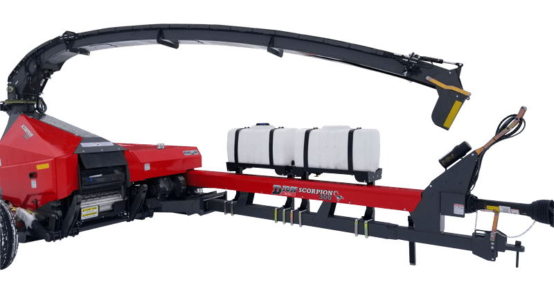 Unique Stinger Spout for Scorpion 350: Side-loading capability with max height of 5.8m (19ft) and 330° rotation. Includes double deflector and optional extension for quick installation, enhancing productivity and visibility.